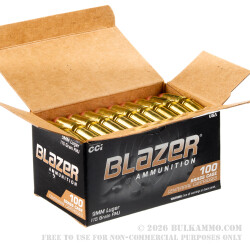 500 Rounds of 9mm Ammo by Blazer Brass - 115gr FMJ