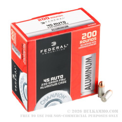 1000 Rounds of .45 ACP Ammo by Federal Chamion Aluminum - 230gr FMJ
