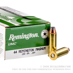 500 Rounds of .44 Mag Ammo by Remington - 180gr JSP 500 Rounds of .44 Mag Ammo by Remington - 180gr JSP