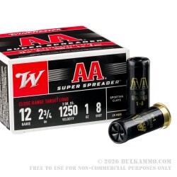 250 Rounds of 12ga Ammo by Winchester AA Super Spreader - 1 ounce #8 shot