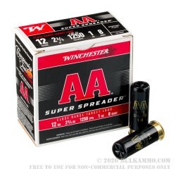 250 Rounds of 12ga Ammo by Winchester AA Super Spreader - 1 ounce #8 shot