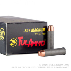 50 Rounds of .357 Mag Ammo by Tula - 158gr FMJ 50 Rounds of .357 Mag Ammo by Tula - 158gr FMJ