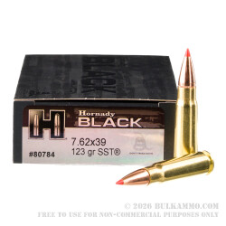 200 Rounds of 7.62x39mm Ammo by Hornady BLACK - 123gr SST