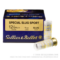 25 Rounds of 12ga Ammo by Sellier & Bellot - 1 ounce Rifled Slug