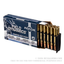 20 Rounds of 30-06 Springfield Ammo by Fiocchi - 165gr PSP