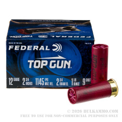 250 Rounds of 12ga Ammo by Federal Top Gun - 2-3/4" 1 1/8 ounce #9 shot