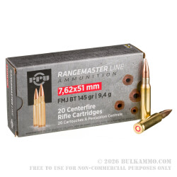 500 Rounds of 7.62x51 Ammo by Prvi Partizan - 145gr FMJBT 500 Rounds of 7.62x51 Ammo by Prvi Partizan - 145gr FMJBT