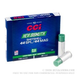 10 Rounds of .44 S&W Spl Ammo by CCI Pest Control Shotshell - 112gr #8 Bismuth Shot