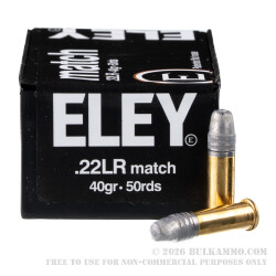 50 Rounds of .22 LR Ammo by Eley Match - 40gr LRN