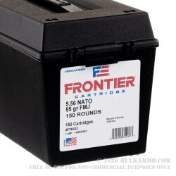 150 Rounds of 5.56x45 Ammo in Field Box by Hornady Frontier - 55gr FMJ