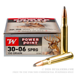 200 Rounds of 30-06 Springfield Ammo by Winchester Super-X - 150gr PP