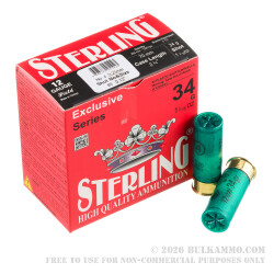 250 Rounds of 12ga Ammo by Sterling - 1-3/16 ounce #4 shot 250 Rounds of 12ga Ammo by Sterling - 1-3/16 ounce #4 shot