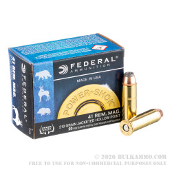 20 Rounds of .41 Mag Ammo by Federal - 210gr JHP 20 Rounds of .41 Mag Ammo by Federal - 210gr JHP