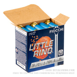 250 Rounds of 12ga Ammo by Fiocchi - 1 ounce #8 shot