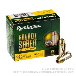 20 Rounds of .45 ACP Ammo by Remington Golden Saber Defense - 185gr BJHP