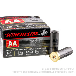 250 Rounds of 12ga Ammo by Winchester AA Super Handicap - 1 1/8 ounce #7 1/2 shot