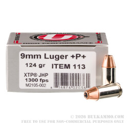 20 Rounds of 9mm +P+ Ammo by Underwood - 124gr JHP