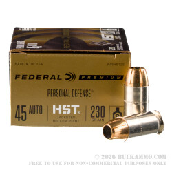 20 Rounds of .45 ACP Ammo by Federal - 230gr JHP