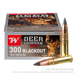 200 Rounds of .300 AAC Blackout Ammo by Winchester Deer Season XP - 150gr Extreme Point