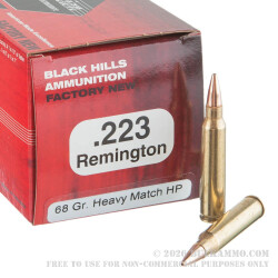50 Rounds of .223 Ammo by Black Hills Ammunition - 68gr Heavy Match Hollow Point 50 Rounds of .223 Ammo by Black Hills Ammunition - 68gr Heavy Match Hollow Point