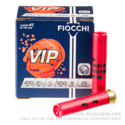 25 Rounds of 410 Bore Ammo by Fiocchi - 1/2 ounce #9 shot