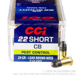 100 Rounds of .22 Short Ammo by CCI - 29gr LRN