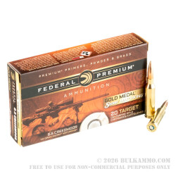 200 Rounds of 6.5 mm Creedmoor Ammo by Federal Gold Medal - 140gr HPBT