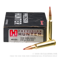 20 Rounds of .338 Win Mag Ammo by Hornady Precision Hunter - 230gr ELD-X