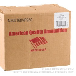 250 Rounds of .308 Win Ammo by American Quality Ammunition - 168gr HPBT