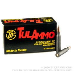 1000 Rounds of .223 Ammo by Tula - 62gr HP 1000 Rounds of .223 Ammo by Tula - 62gr HP