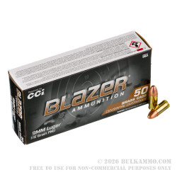 1000 Rounds of 9mm Ammo by Blazer Brass - 115gr FMJ