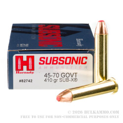 200 Rounds of 45-70 Ammo by Hornady Subsonic - 410gr Sub-X