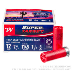 250 Rounds of 12ga Ammo by Winchester - 1 1/8 ounce #8 shot