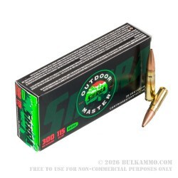 200 Rounds of .300 AAC Blackout Ammo by Sierra Outdoor Master - 115gr HP