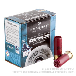 25 Rounds of 12ga Ammo by Federal Speed-Shok Waterfowl - 2-3/4" 1 1/8 ounce #4 shot 25 Rounds of 12ga Ammo by Federal Speed-Shok Waterfowl - 2-3/4" 1 1/8 ounce #4 shot