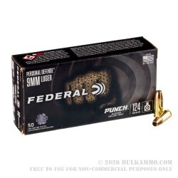 500 Rounds of 9mm Ammo by Federal Punch - 124gr JHP