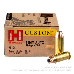 200 Rounds of 10mm Ammo by Hornady - 180gr JHP