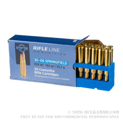 200 Rounds of 30-06 Springfield Ammo by Prvi Partizan - 165gr PSP BT