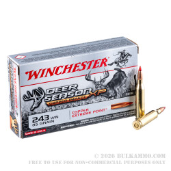 20 Rounds of .243 Win Ammo by Winchester Deer Season XP Copper Impact - 85gr Copper Extreme Point 20 Rounds of .243 Win Ammo by Winchester Deer Season XP Copper Impact - 85gr Copper Extreme Point