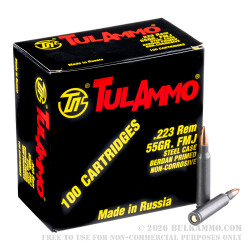 1000 Rounds of .223 Ammo by Tula - 55gr FMJ