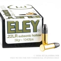 50 Rounds of .22 LR Ammo by Eley Subsonic - 38gr HP 50 Rounds of .22 LR Ammo by Eley Subsonic - 38gr HP