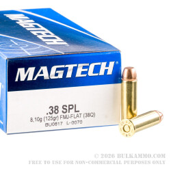 50 Rounds of .38 Spl Ammo by Magtech - 125gr FMJ Flat 50 Rounds of .38 Spl Ammo by Magtech - 125gr FMJ Flat