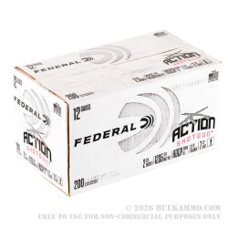 200 Rounds of 12ga Ammo by Federal Action Shotgun - 1 1/8 ounce #7 1/2 shot