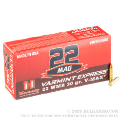 2000 Rounds of .22 WMR by Hornady - 30gr V-Max 2000 Rounds of .22 WMR by Hornady - 30gr V-Max