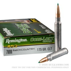 20 Rounds of 7mm Backcountry Ammo by Remington Core-Lokt Tipped - 175gr Polymer Tip