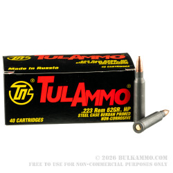 40 Rounds of .223 Ammo by Tula - 62gr HP 40 Rounds of .223 Ammo by Tula - 62gr HP