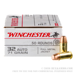 50 Rounds of .32 ACP Ammo by Winchester - 71gr FMJ