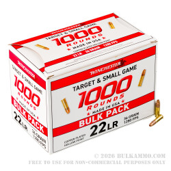 1000 Rounds of .22 LR Ammo by Winchester USA - 36gr CPHP
