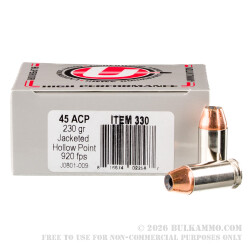 20 Rounds of .45 ACP Ammo by Underwood - 230gr JHP