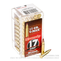 50 Rounds of .17HMR Ammo by Hornady - 17gr V-MAX
